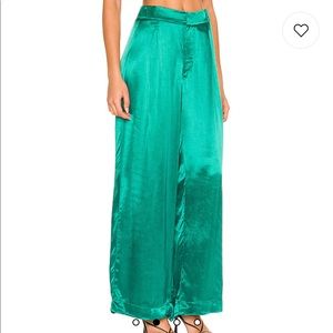 Free people green good days satin trouser NWT